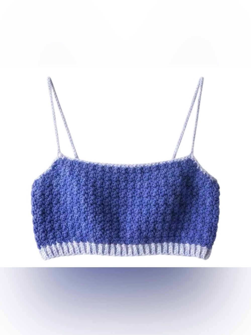 One-of-a-kind Hand Crocheted, hand dyed Periwinkle & Lavender crop top